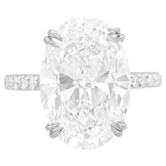 GIA Certified 5 Carat Round F VS1 Oval Diamond Pave Platinum Ring