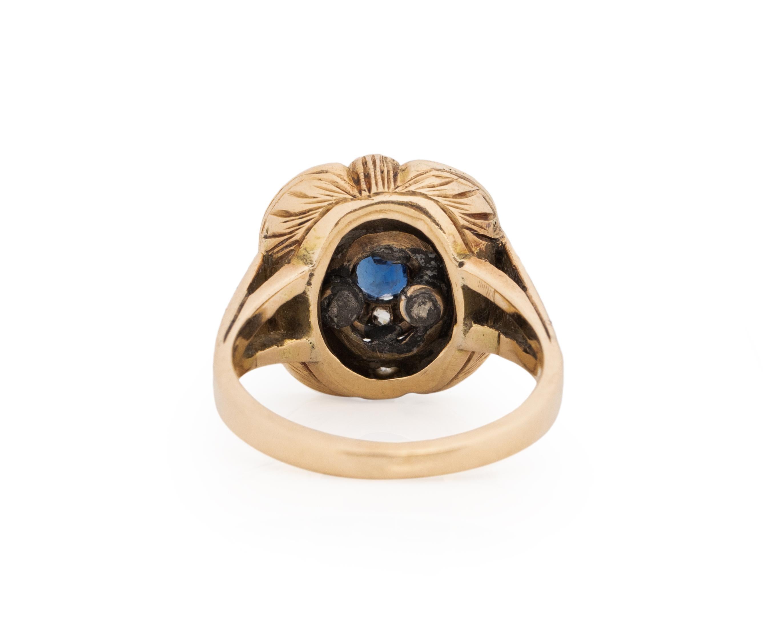 Verlobungsring aus 14 Karat Gelbgold mit GIA .50 Karat edwardianischem Diamant (Alteuropäischer Brillantschliff)
