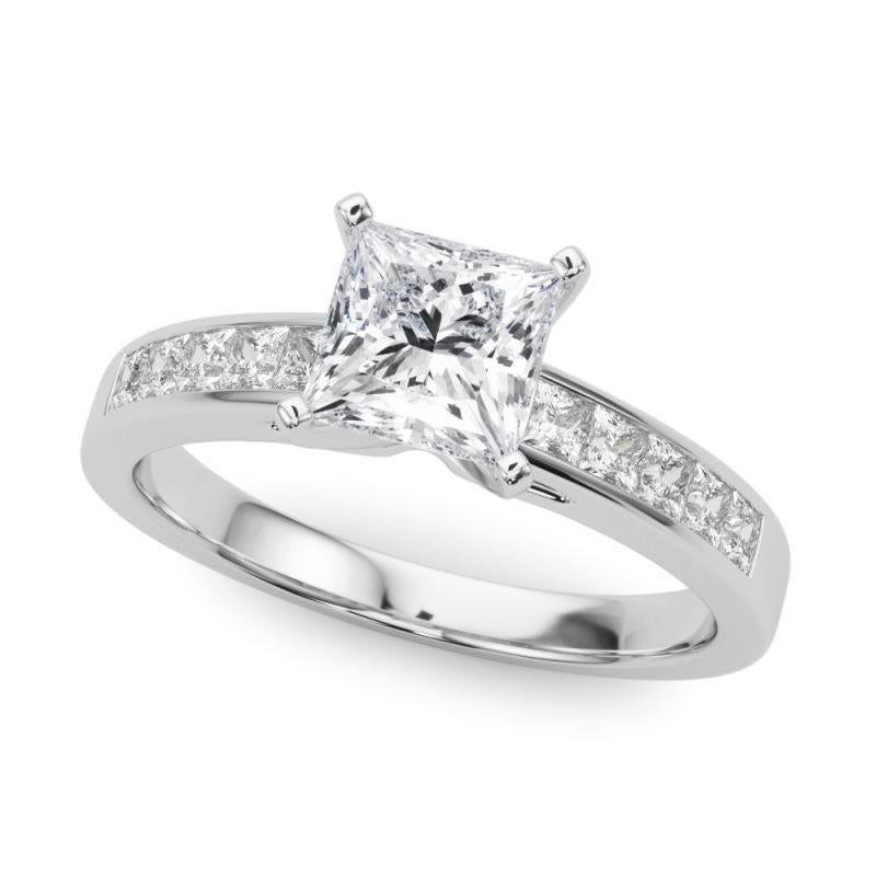 Taglio princess GIA 5,00ct Anello con diamante centrale solitario Princess Channel in vendita