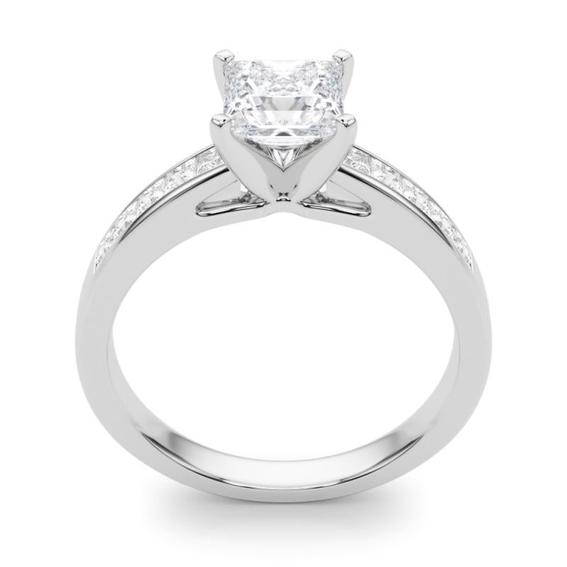 Donna GIA 5,00ct Anello con diamante centrale solitario Princess Channel in vendita