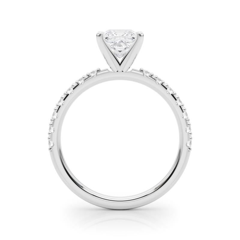 GIA 5.00ct Princess Solitaire with Half Eternity 18K White Gold Diamond Ring In New Condition For Sale In New York, NY