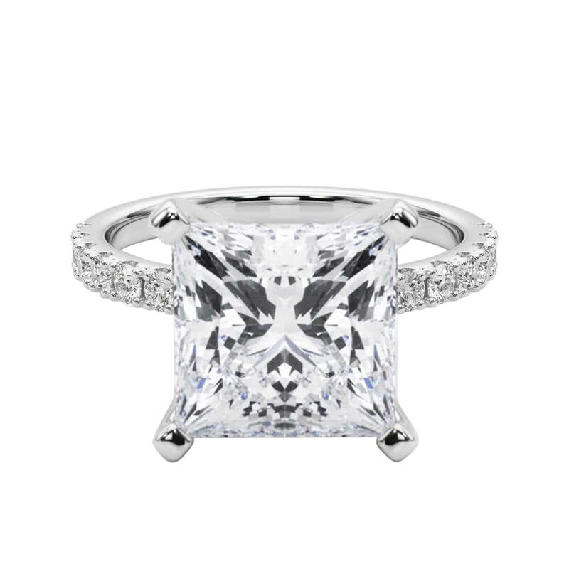 GIA 5,00ct Prinzessin Solitär mit halben Ewigkeit 18K Weißgold Diamantring im Angebot