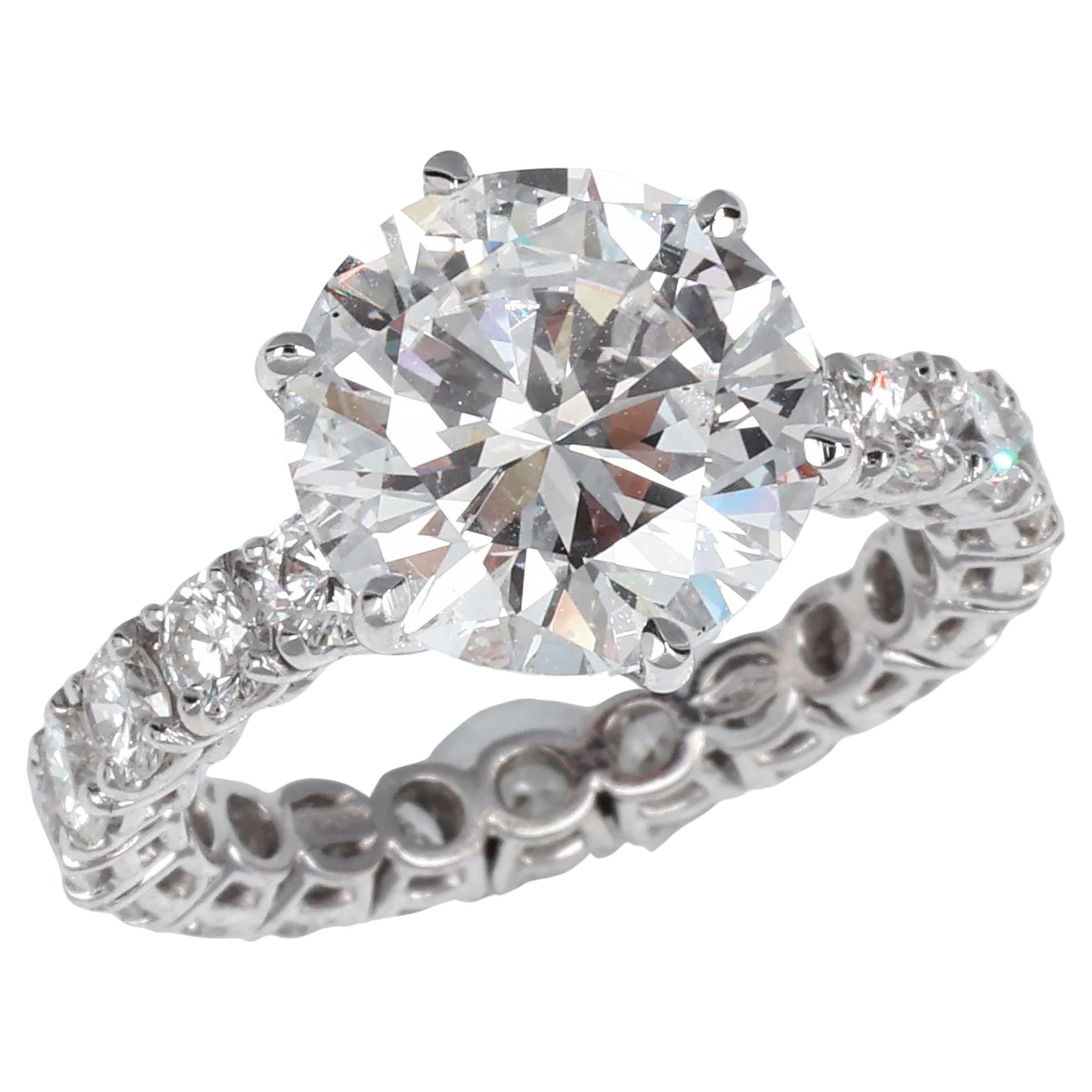 GIA 5.01 Carat + 1.99 Ct Diamond E VS2 NO FLUORESCENCE 18kt Gold Engagement Ring