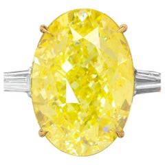 GIA 5.01 Carat Fancy Intense Yellow Diamond Ring VS2 Oval Platinum