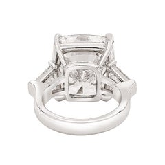 GIA 5.01 Carat G VS2 Cushion Cut Diamond Platinum Three Stone Ring