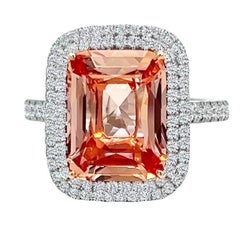 GIA 5.01 Carat Padparadscha Sapphire and Diamond Cocktail Ring