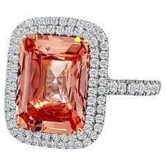 GIA 5.01 Carat Padparadscha Sapphire and Diamond Cocktail Ring