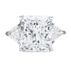 GIA 5.01 Carat Princess Cut Diamond with trillion Diamond Ring in 18K White Gold