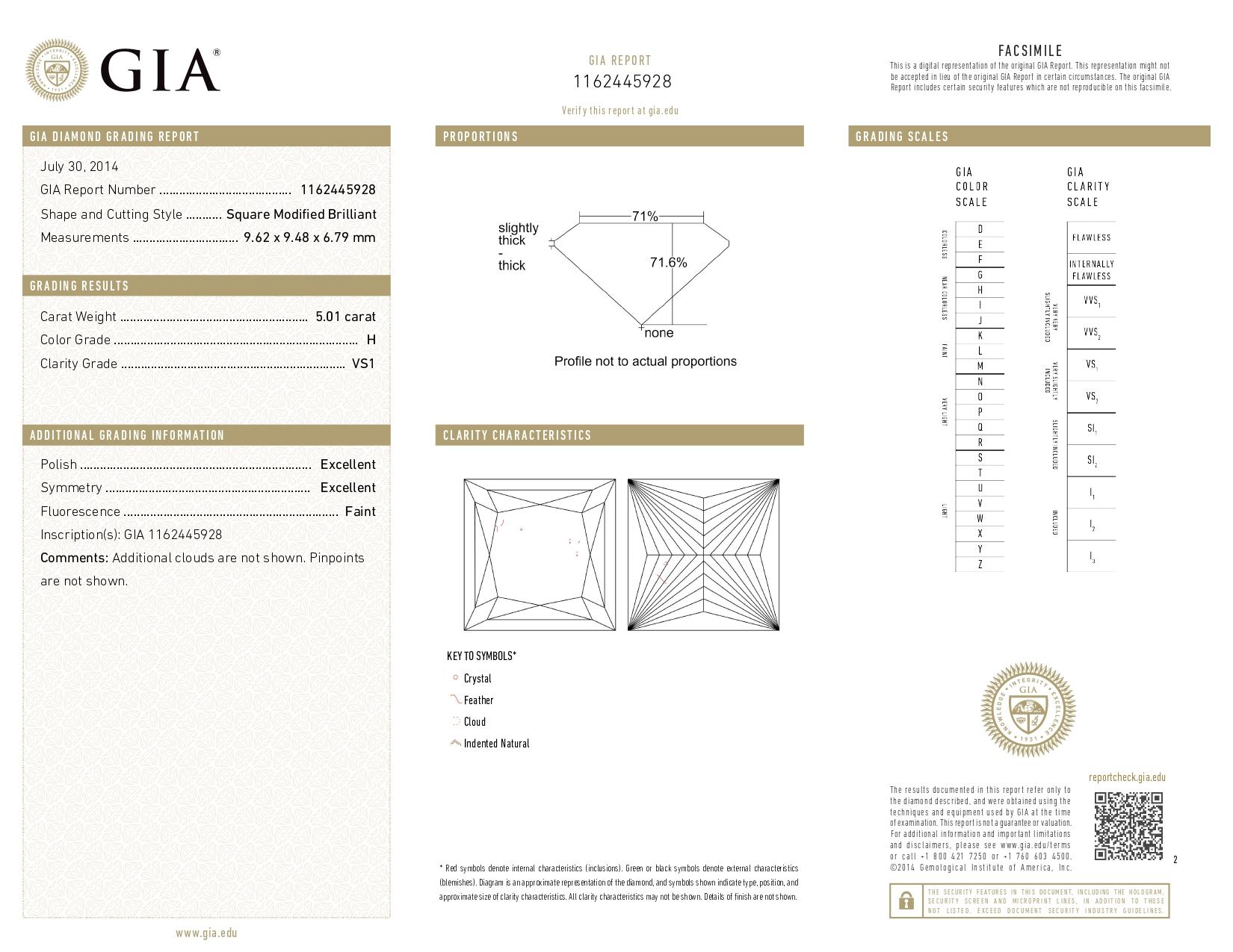 Taglio princess GIA Anello con diamante taglio principessa e trilione da 5.01 carati in vendita