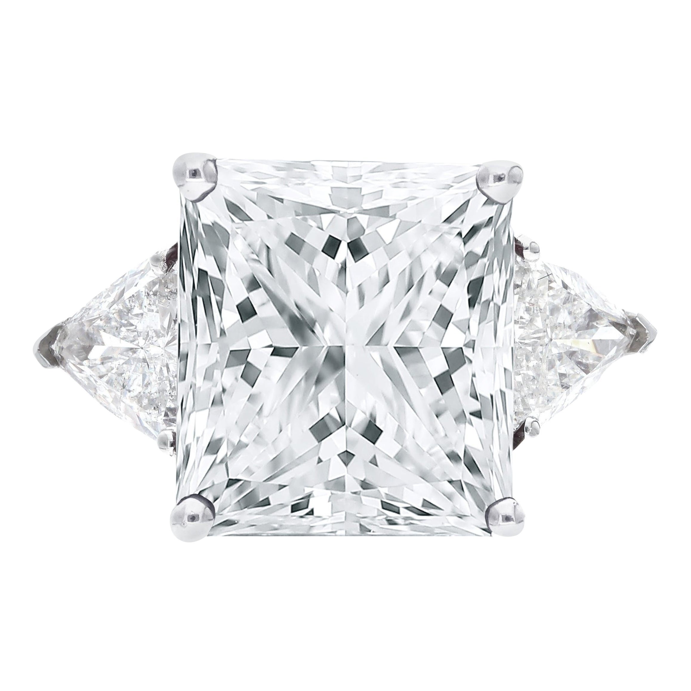 GIA 5.01 Carat Princess Cut Diamond with trillion Diamond Ring