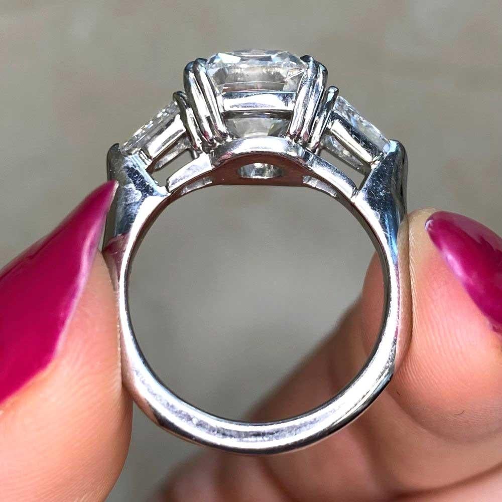 GIA 5.01ct Antique Cushion Cut Diamond Engagement Ring, G Color, Platinum For Sale 6