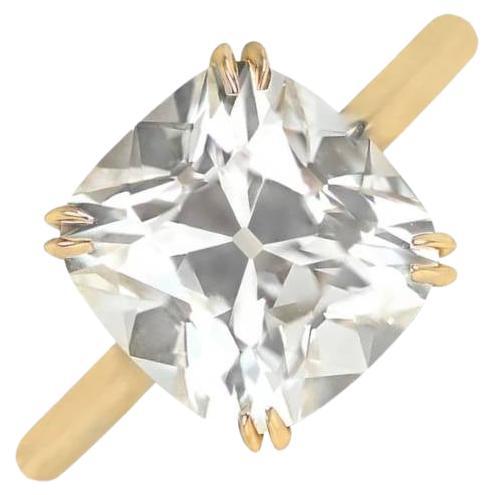 GIA 5.01ct Antique Cushion Cut Diamond Engagement Ring, VVS2, 18k Yellow Gold For Sale