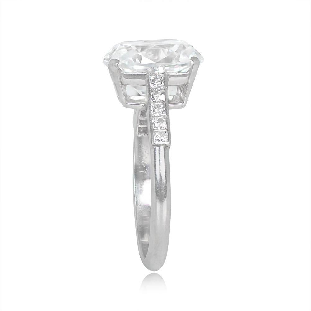 Art Deco GIA 5.01ct Cushion Cut Diamond Engagement Ring, D Color, VS1 Clarity, Platinum For Sale