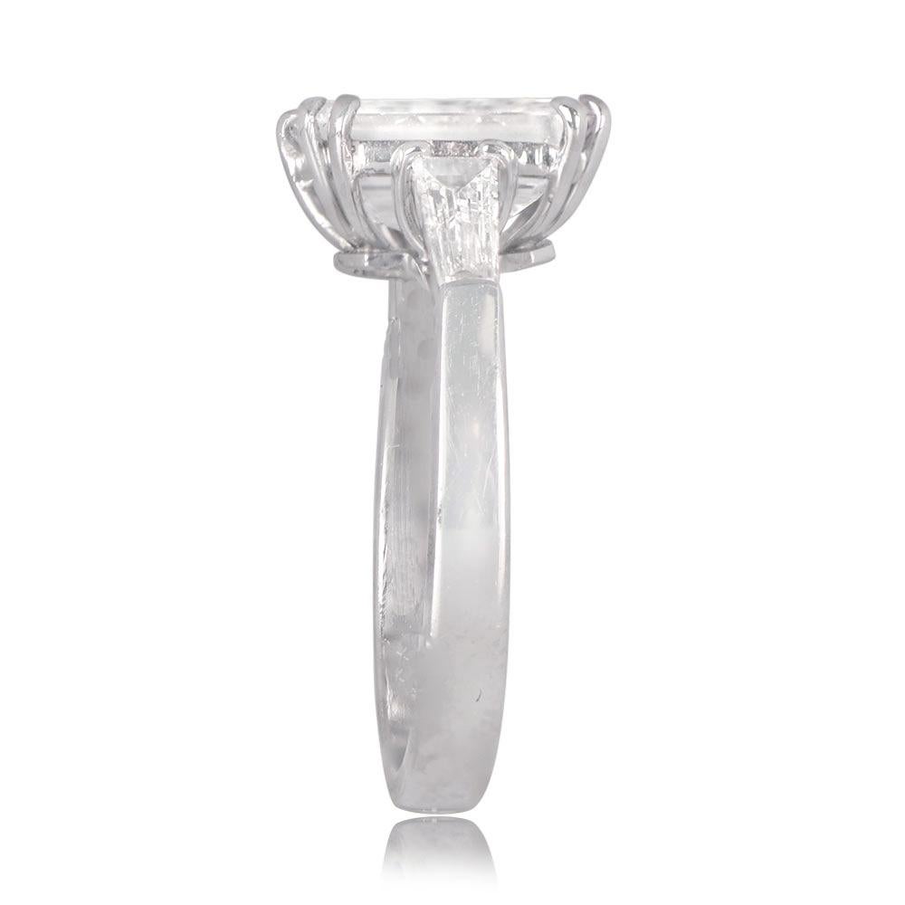 Art Deco GIA 5.01ct Emerald Cut Diamond Solitaire Ring, G Color, VS1 Clarity, Platinum For Sale