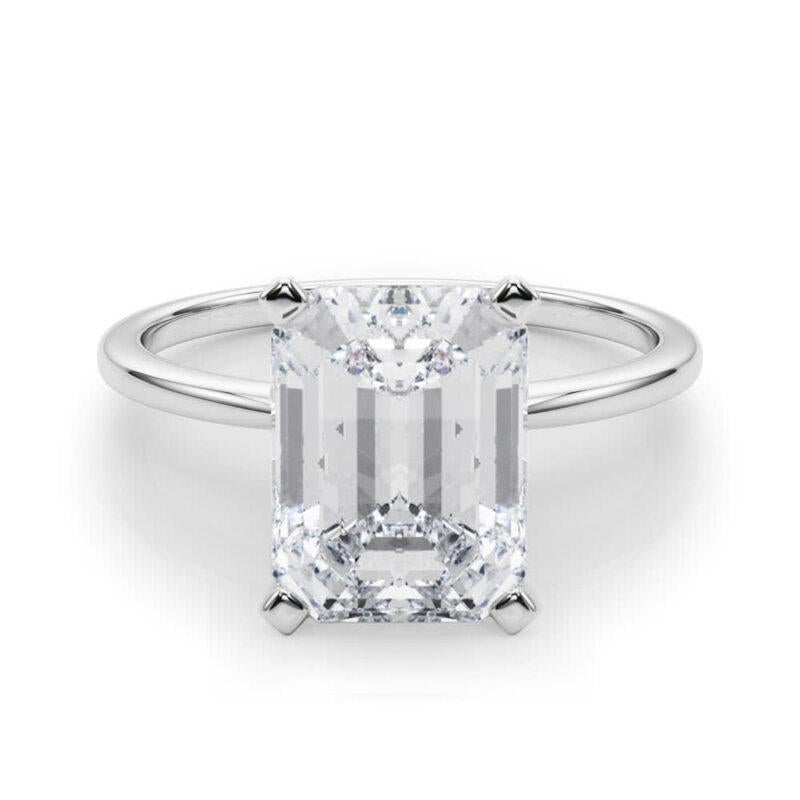 GIA 5,01ct Emerald Slim Band Prong Set Solitär 18K Weißgold Diamantring