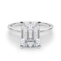 GIA 5,01ct Emerald Slim Band Prong Set Solitär 18K Weißgold Diamantring