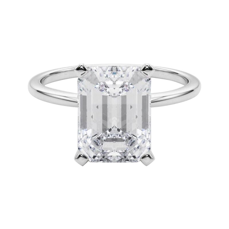 GIA 5,01ct Emerald Slim Band Prong Set Solitär 18K Weißgold Diamantring