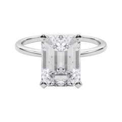 GIA 5,01ct Emerald Slim Band Prong Set Solitär 18K Weißgold Diamantring
