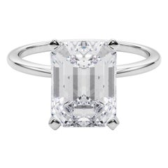 GIA 5,01ct Emerald Slim Band Prong Set Solitär 18K Weißgold Diamantring