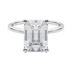 GIA 5,01ct Emerald Slim Band Prong Set Solitär 18K Weißgold Diamantring