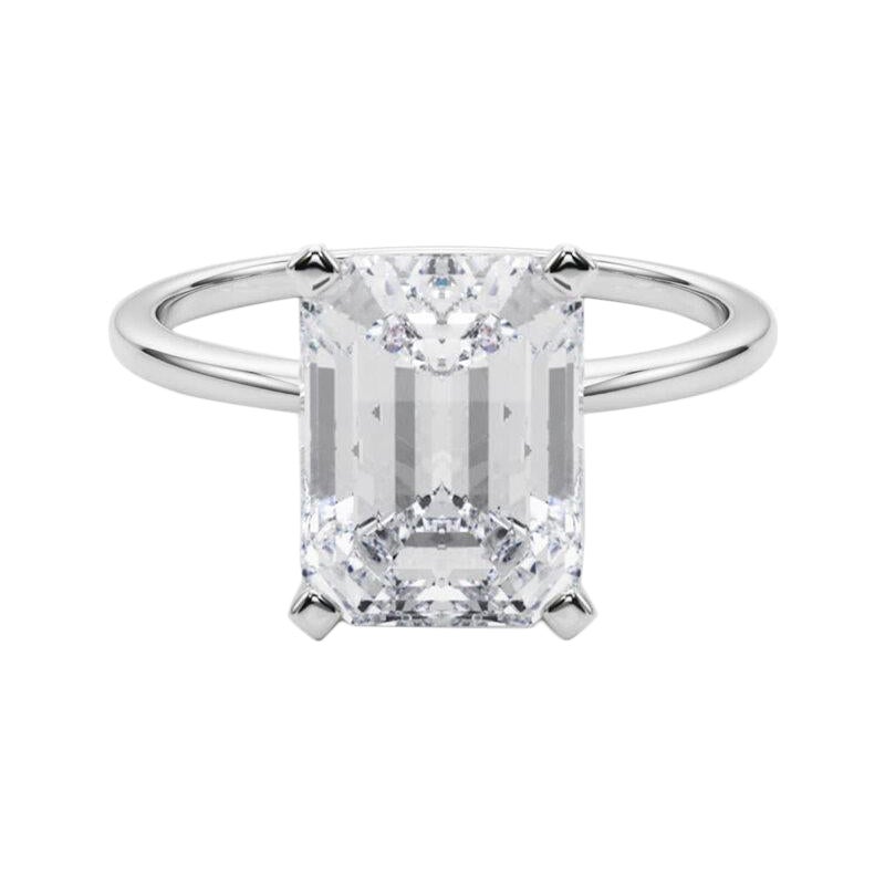 GIA 5,01ct Emerald Slim Band Prong Set Solitär 18K Weißgold Diamantring