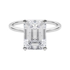 GIA 5,01ct Emerald Slim Band Prong Set Solitär 18K Weißgold Diamantring