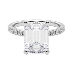 GIA 5,01ct Smaragd Solitär mit halber Ewigkeit 18K Weißgold Diamantring