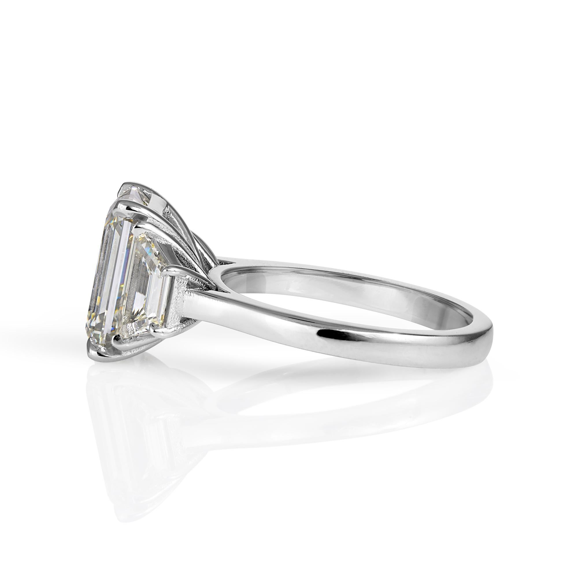 GIA 5.01ct Estate Vintage Emerald Cut Diamond 3 Stone Engagement Wedding Plat 1