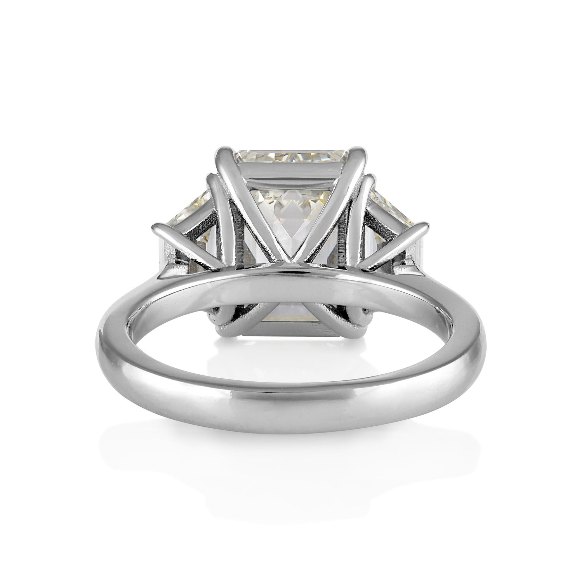 GIA 5.01ct Estate Vintage Emerald Cut Diamond 3 Stone Engagement Wedding Plat 2