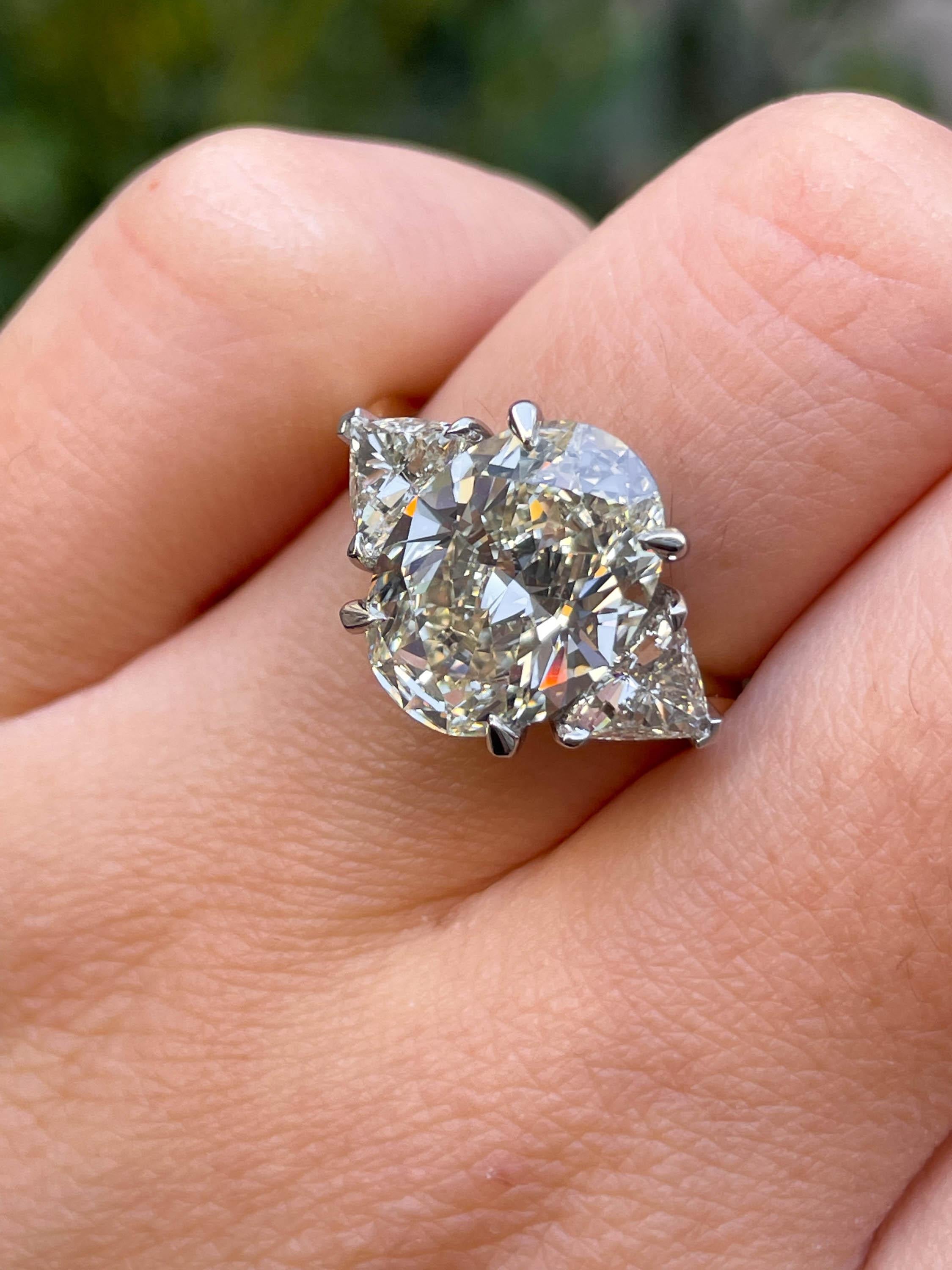 GIA 5.01ct Estate Vintage Oval Diamond 3 Stone Engagement Wedding Platinum/18kYG 2