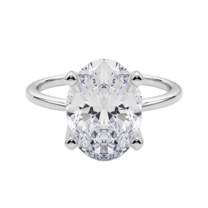 GIA 5,01ct Oval Slim Band Prong Set Solitär 18K Weißgold Diamantring