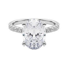 GIA 5.01ct Oval Solitaire with Half Eternity 18K White Gold Diamond Ring