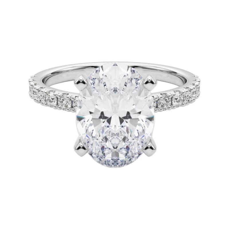 GIA 5.01ct Oval Solitaire with Half Eternity 18K White Gold Diamond Ring