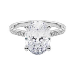 GIA 5.01ct Oval Solitaire with Half Eternity 18K White Gold Diamond Ring