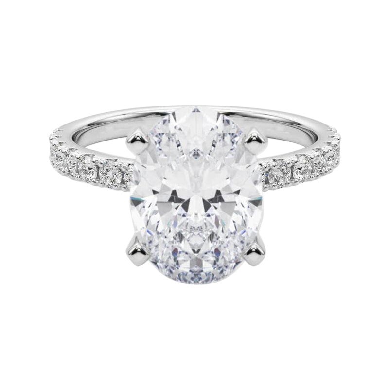 GIA 5.01ct Oval Solitaire with Half Eternity 18K White Gold Diamond Ring