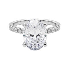 GIA 5.01ct Oval Solitaire with Half Eternity 18K White Gold Diamond Ring