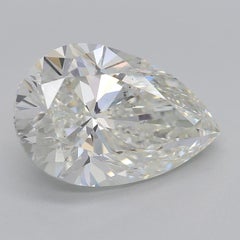 GIA Anillo de diamantes de oro blanco de 18 quilates con solitario engastado y banda delgada de pera de 5,01 quilates