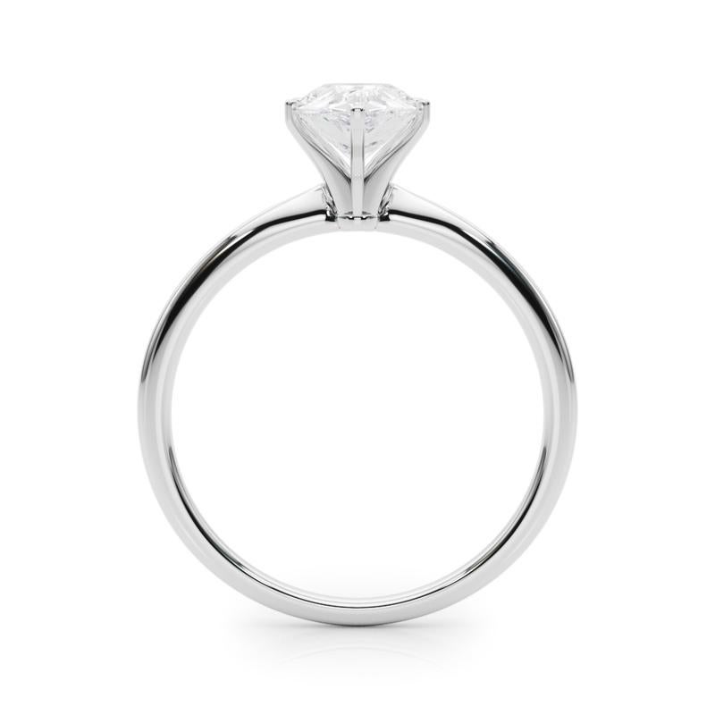 GIA 5.01ct Pear Slim Band Prong Set Solitaire 18K White Gold Diamond Ring Neuf - En vente à New York, NY