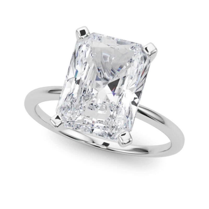 Taglio radiant GIA 5,01ct Radiant Slim Band Prong Set Solitaire in oro bianco 18K Diamond Ring in vendita