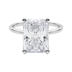 GIA 5.01ct Radiant Slim Band Prong Set Solitaire 18K White Gold Diamond Ring