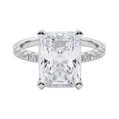 GIA 5.01ct Radiant Solitaire with Half Eternity 18K White Gold Diamond Ring