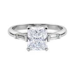 GIA 5,01ct Radiant Drei-Stein konisch Baguette 18K Weißgold Diamantring