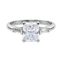 GIA 5,01ct Radiant Drei-Stein konisch Baguette 18K Weißgold Diamantring