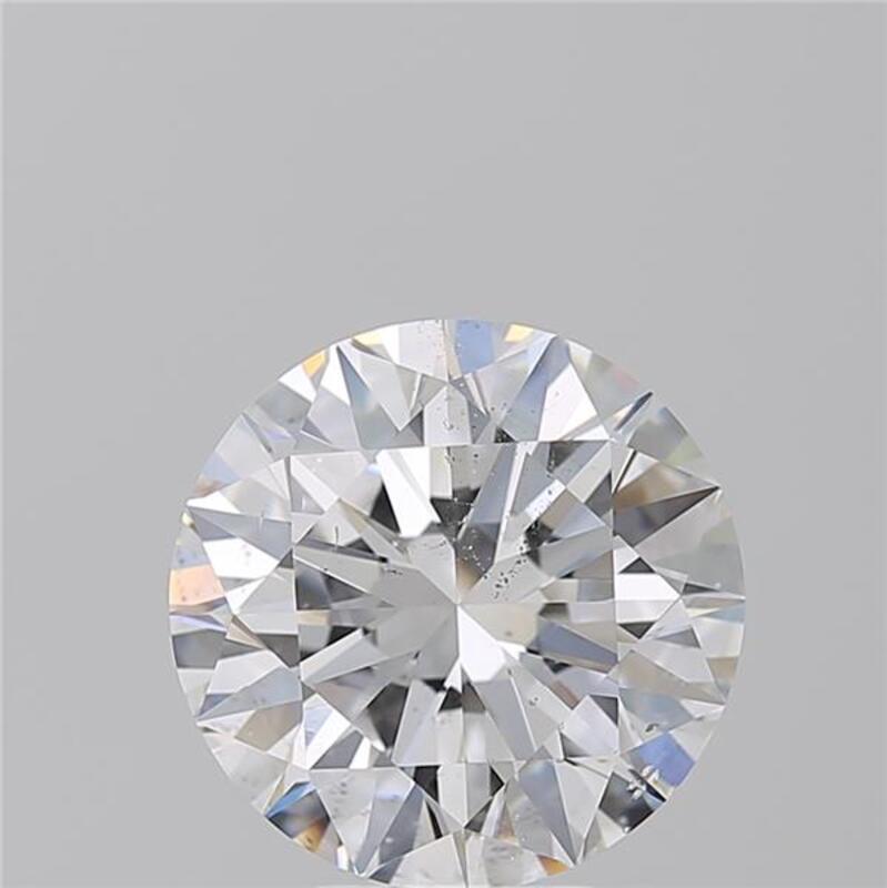 Dieser raffinierte Diamantring besticht durch einen runden Diamanten mit einem Gewicht von 5,01 und einem satten D und SI2 in der Mitte. Der mit Präzision handgefertigte Ring zeigt ein wunderschön poliertes Band aus Weißgold, das seine luxuriöse