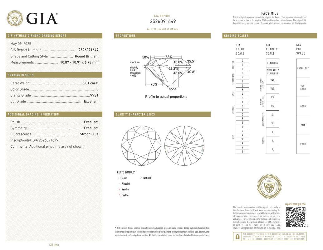 Contemporain GIA 5.01ct Round Solitaire with Half Eternity 18K White Gold Diamond Ring (bague à diamant en or blanc 18K) en vente