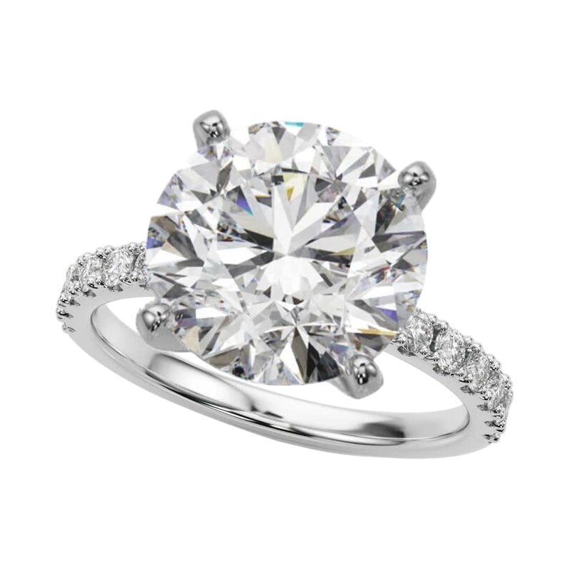 GIA 5.01ct Round Solitaire with Half Eternity 18K White Gold Diamond Ring (bague à diamant en or blanc 18K)