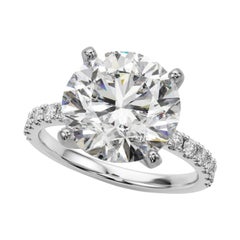 GIA 5,01ct Runder Solitär mit halber Ewigkeit 18K Weißgold Diamantring