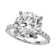 GIA 5,01ct Runder Solitär mit halber Ewigkeit 18K Weißgold Diamantring
