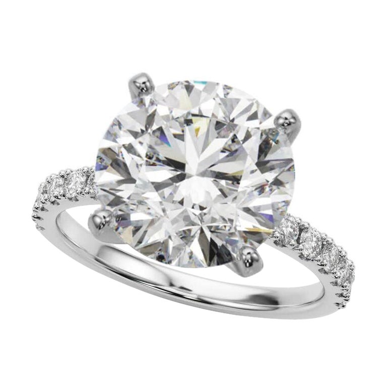 GIA 5.01ct Round Solitaire with Half Eternity 18K White Gold Diamond Ring (bague à diamant en or blanc 18K) en vente