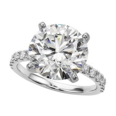 GIA 5.01ct Round Solitaire with Half Eternity 18K White Gold Diamond Ring (bague à diamant en or blanc 18K)
